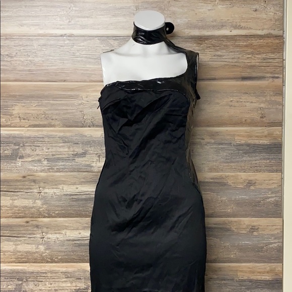 Morph Clothing PVC One Shoulder Dress NWOT G14 - Picture 2 of 5